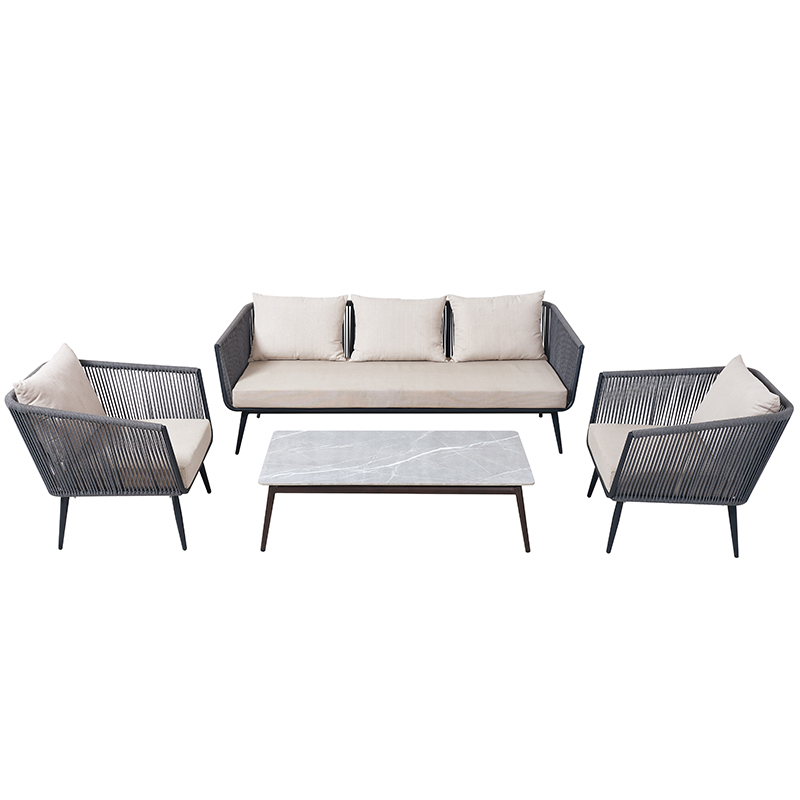 Muebles de cuerda de aluminio Rock Table Top Juego de sofás para exteriores